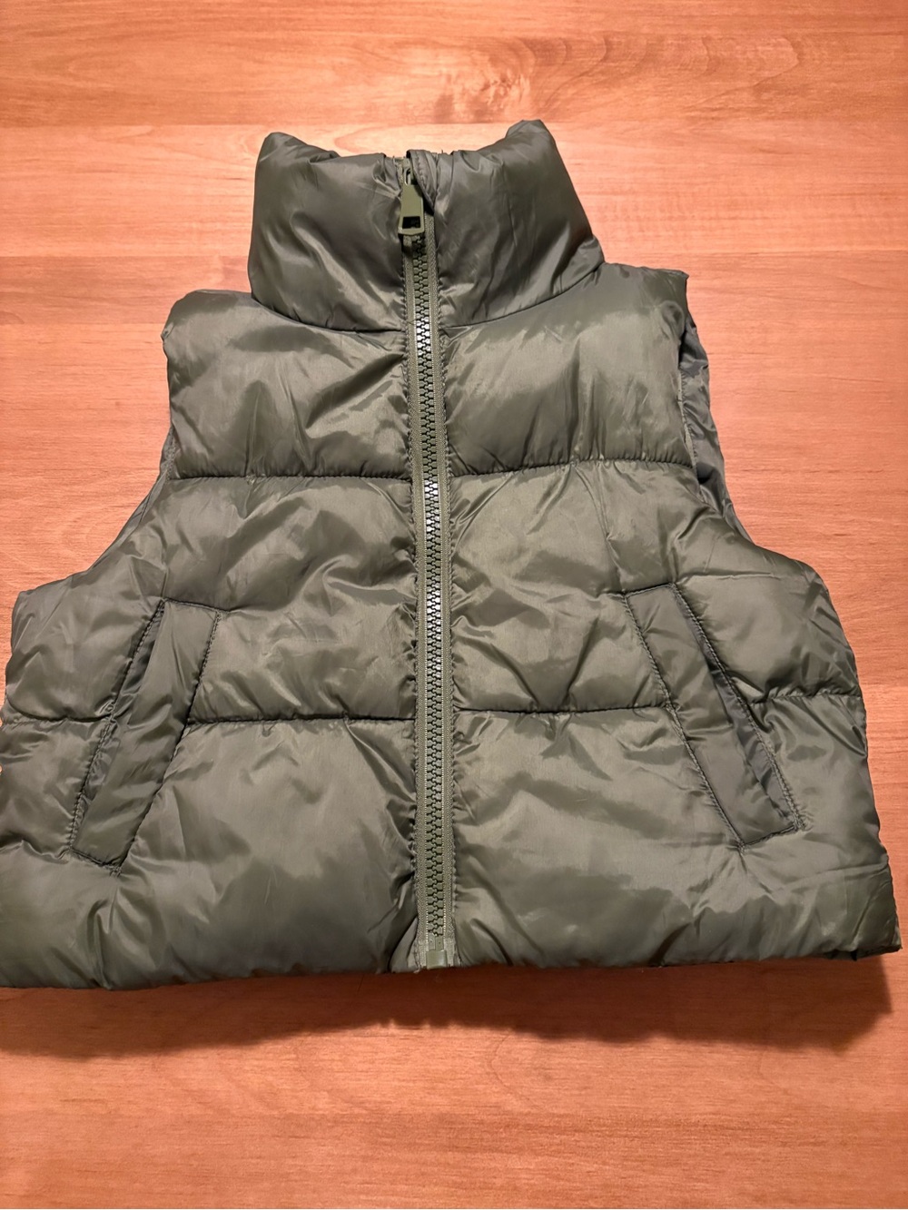 art class Olive Green Quilted Puffer Vest for Kids